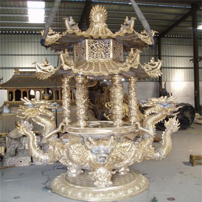 宗教寺廟銅雕擺件  浮雕龍香爐雕塑
